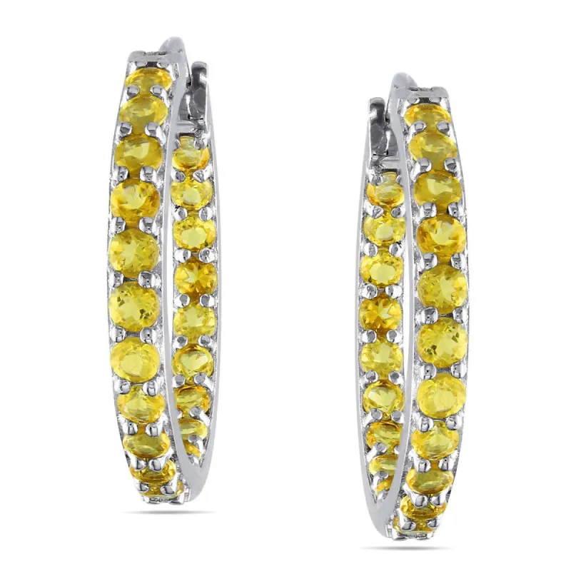 Miadora Sterling Silver Gemstone Inside Outside Hoop Earrings sold by Zulily