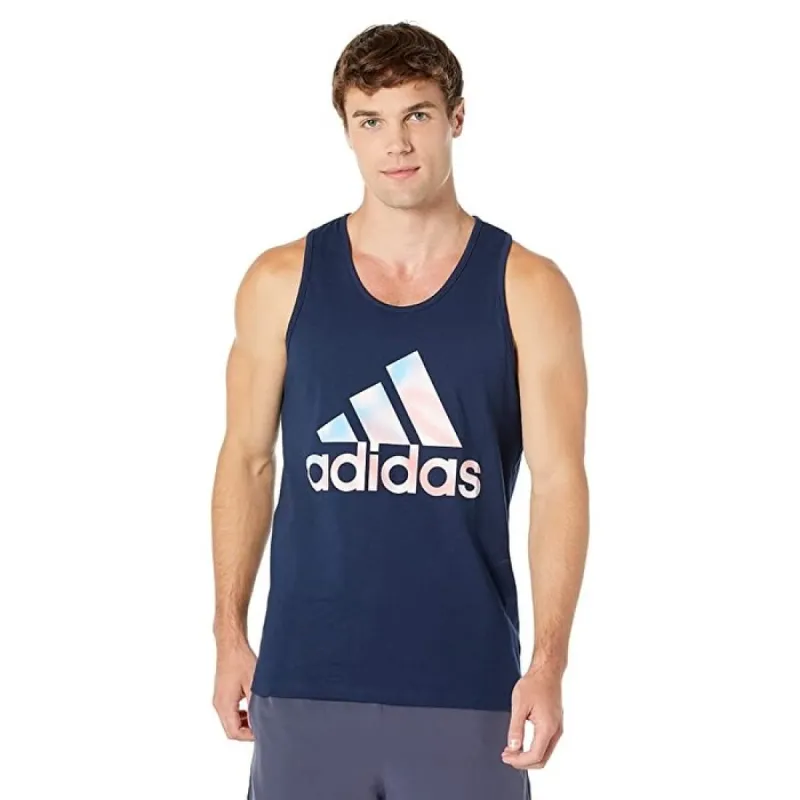 adidas Men's Flag Logo Graphic Tank Blue Size XX-Large made by Adidas