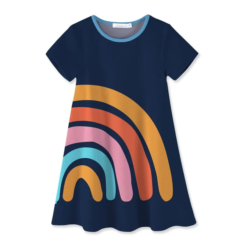 Dark Blue Rainbow Print Shift Dress sold by Zulily