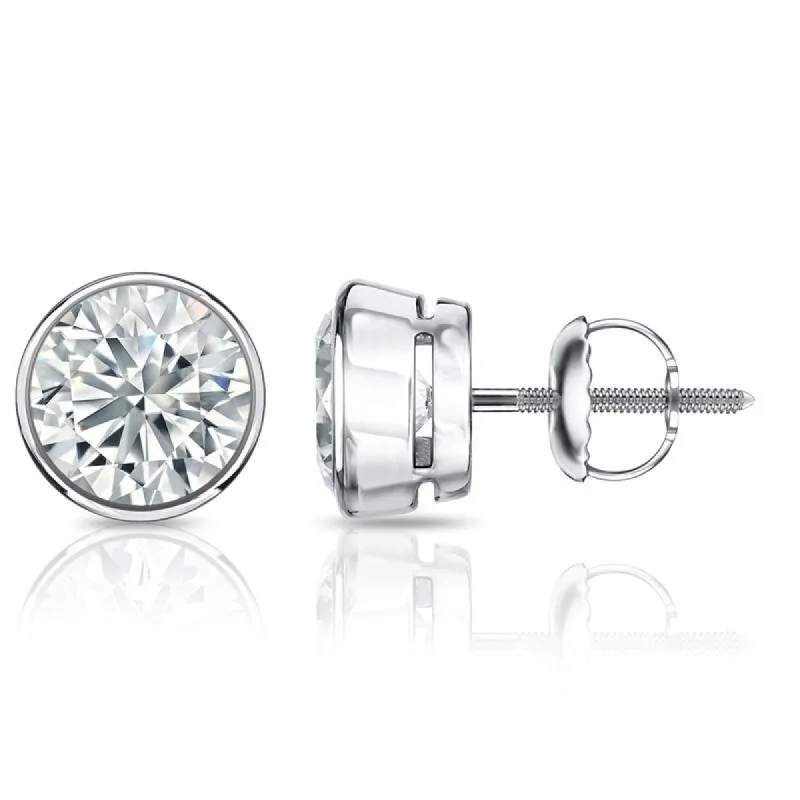 Auriya 1.70ctw Round Diamond Stud Earrings Bezel-set 18k Gold - Certified sold by Zulily