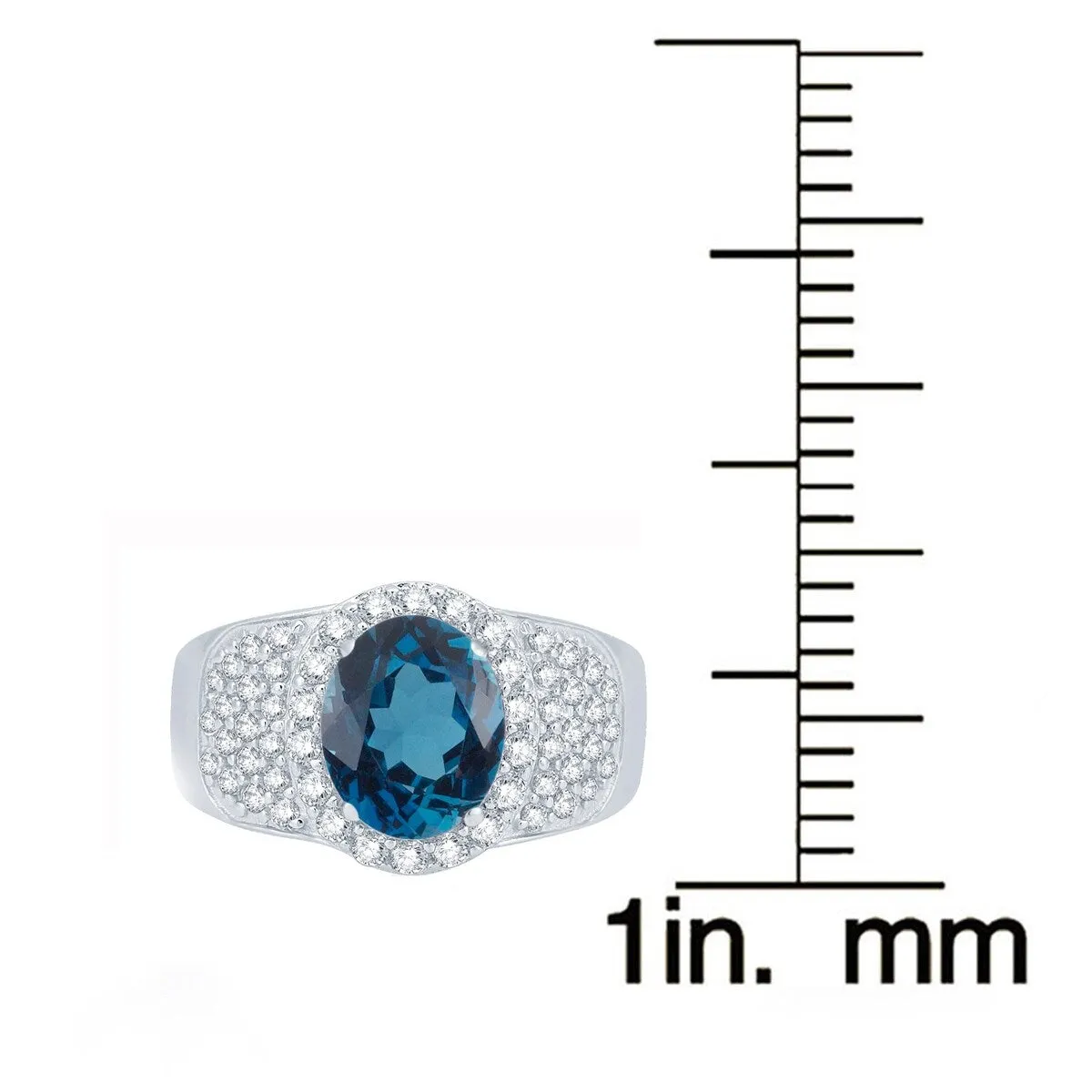 Sterling Silver with Natural London Blue Topaz and White Topaz Halo Ring sold by Zulily product image thumbnail 3