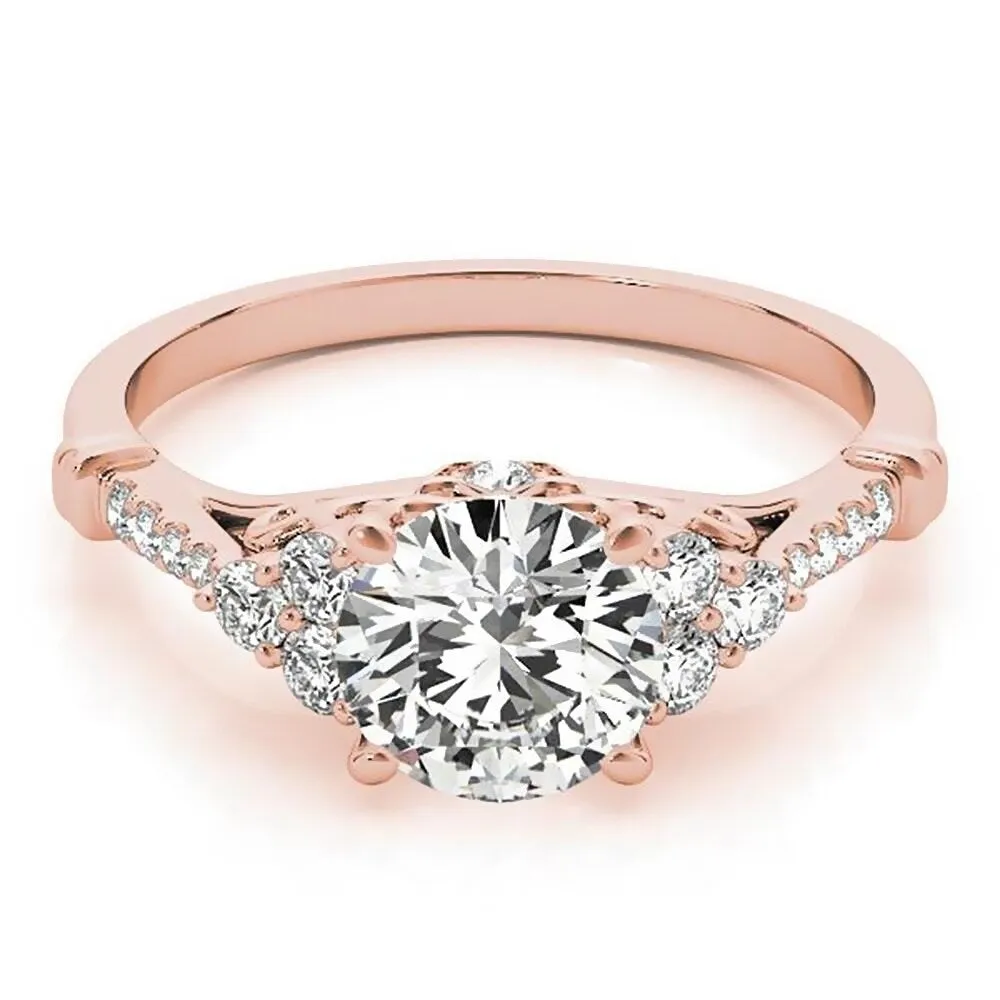 Auriya 14k Gold Vintage 3ct Round Moissanite and 1/5ctw Diamond Engagement Ring sold by Zulily product image thumbnail 3