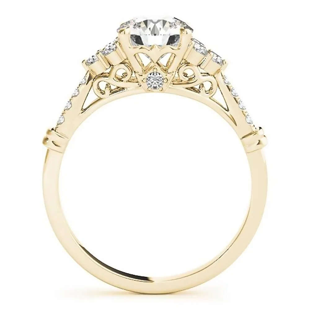 Auriya 14k Gold Vintage 3ct Round Moissanite and 1/5ctw Diamond Engagement Ring sold by Zulily product image thumbnail 5