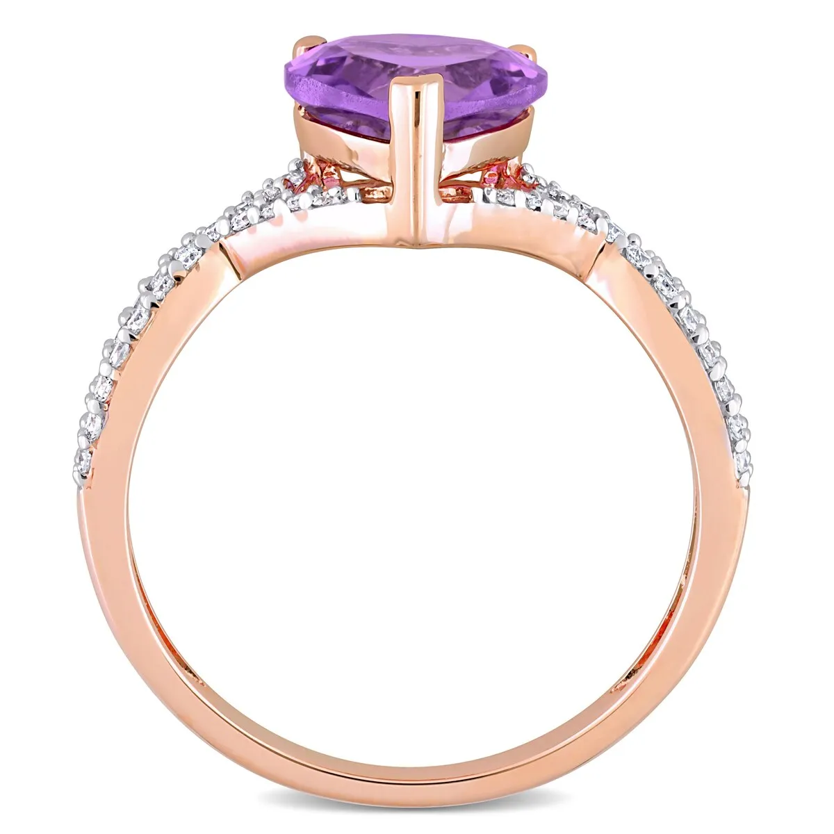 Miadora Heart-Cut Amethyst and 1/5ct TDW Diamond Crossover Ring in 14k Rose Gold sold by Zulily product image thumbnail 5