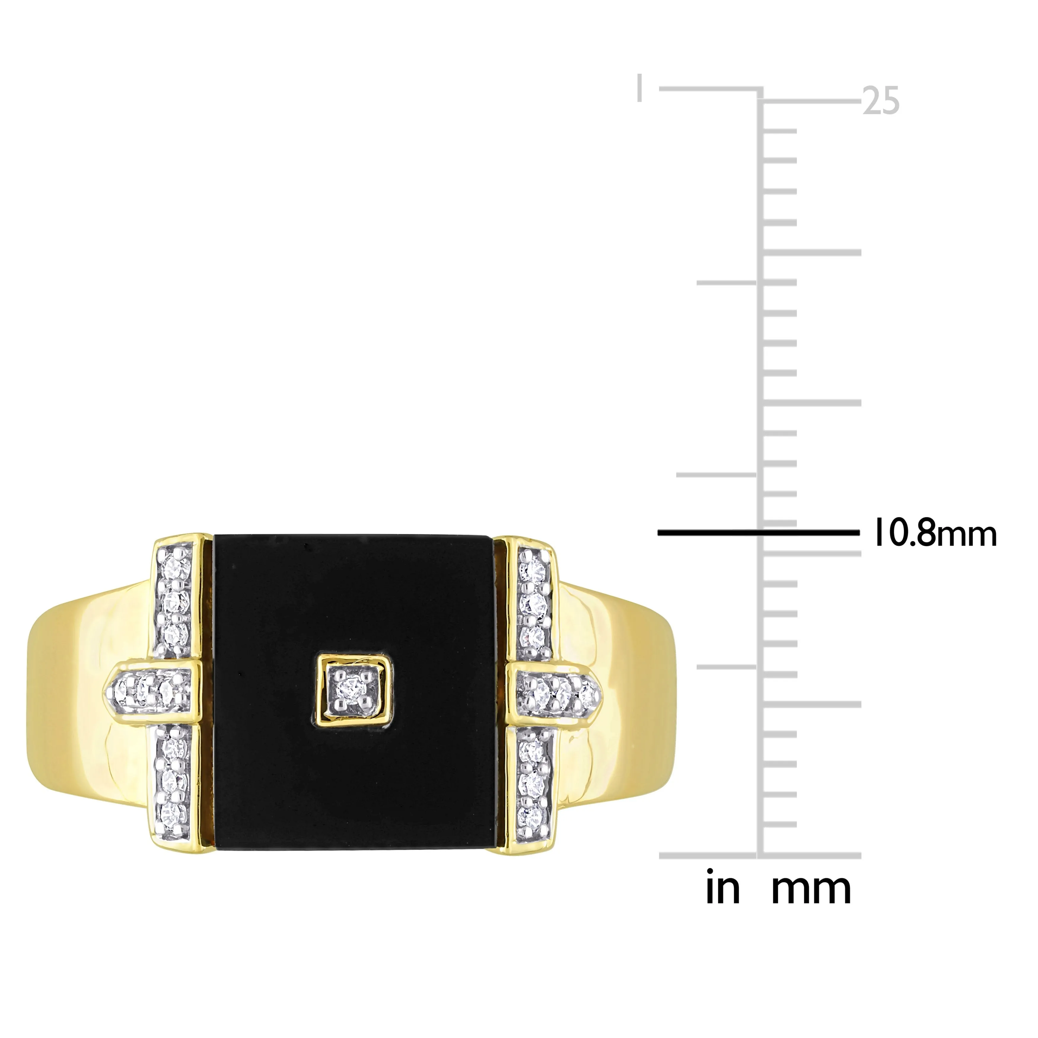 Miadora 8ct TGW Square Black Onyx and 1/10ct TDW Diamond Mens Ring in Yellow Silver sold by Zulily product image thumbnail 3