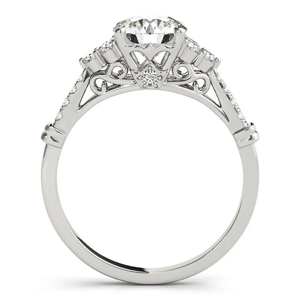 Auriya 14k Gold Vintage 3ct Round Moissanite and 1/5ctw Diamond Engagement Ring sold by Zulily product image thumbnail 4