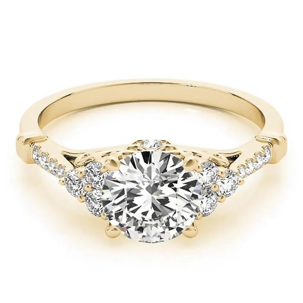 Auriya 14k Gold Vintage 3ct Round Moissanite and 1/5ctw Diamond Engagement Ring sold by Zulily product image thumbnail 2