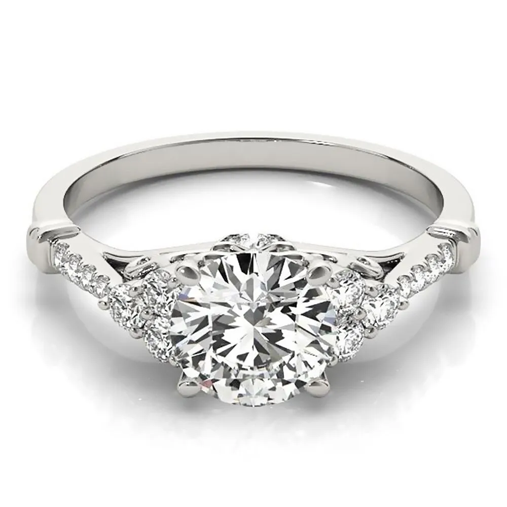 Auriya 14k Gold Vintage 3ct Round Moissanite and 1/5ctw Diamond Engagement Ring sold by Zulily