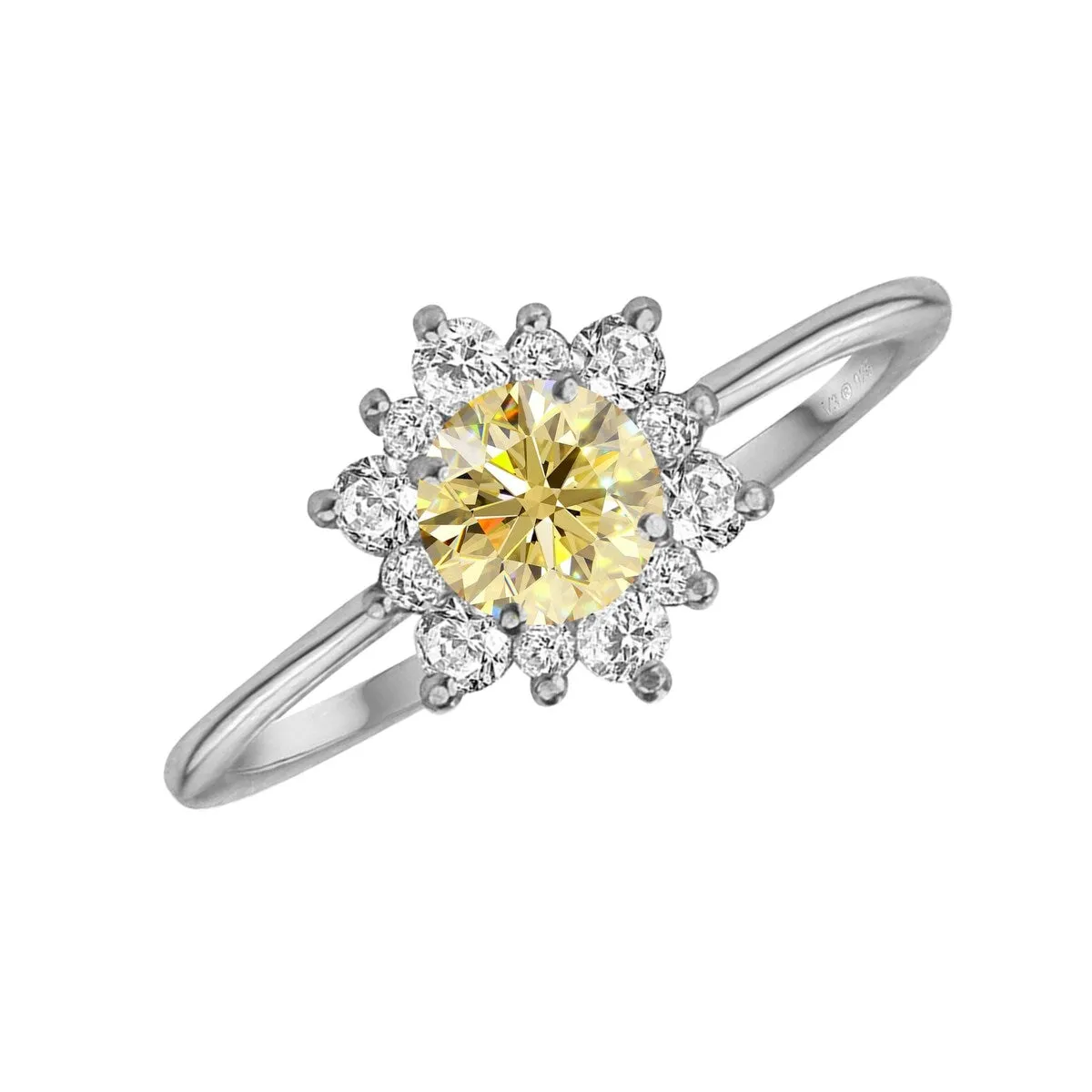 Sterling Silver with Yellow Moissanite and White Topaz Flower Ring sold by Zulily product image thumbnail 2