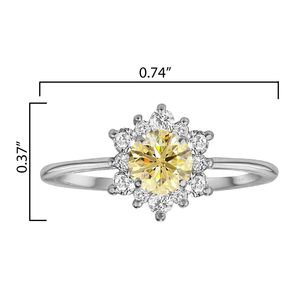 Sterling Silver with Yellow Moissanite and White Topaz Flower Ring sold by Zulily product image thumbnail 3