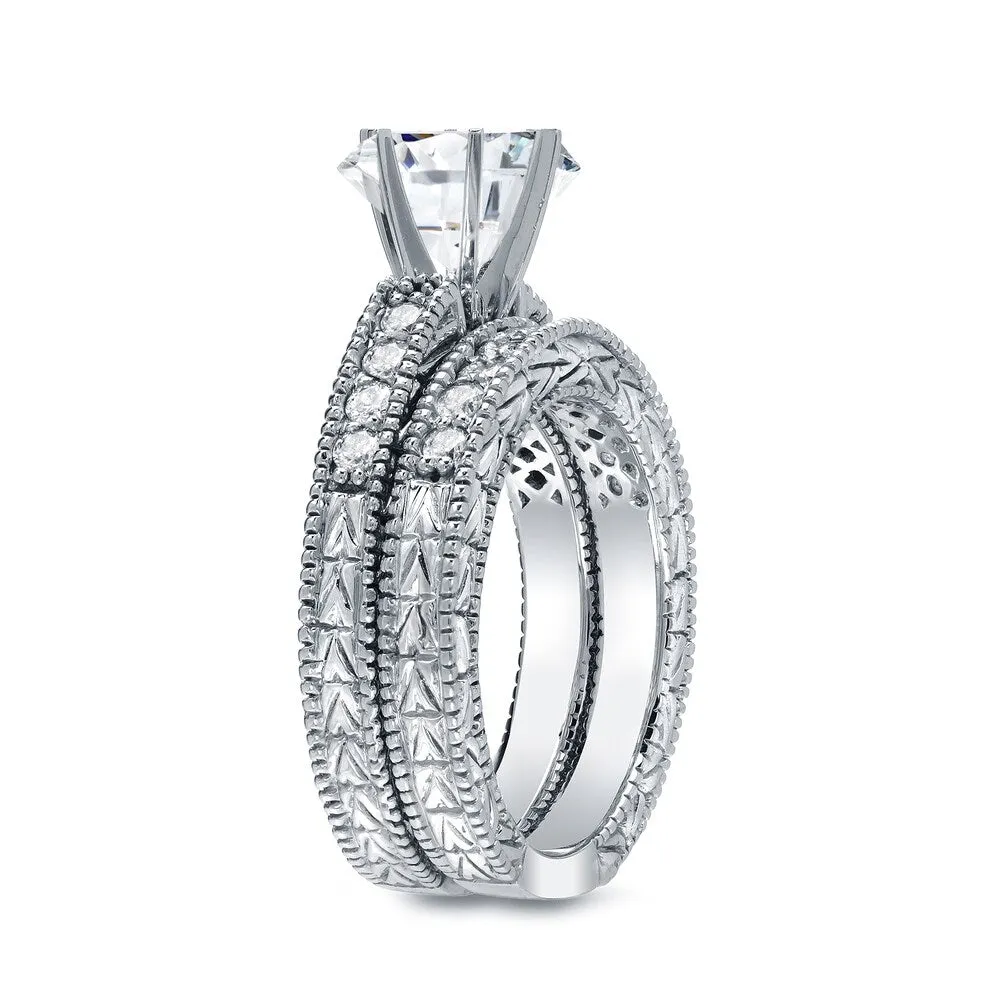 Auriya 14k Gold 1 1/2ctw Vintage Round Diamond Engagement Ring Set Certified sold by Zulily product image thumbnail 2