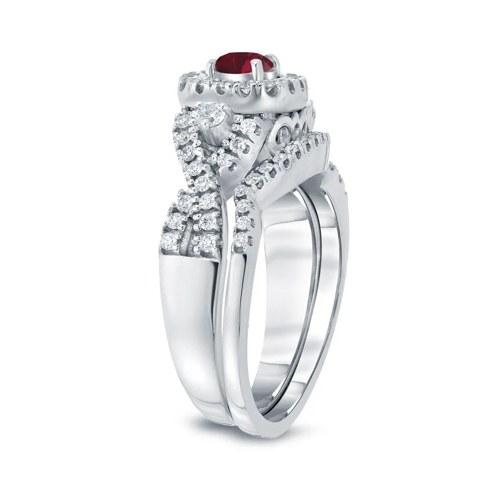 14k Gold 1/4ct Ruby and 1/2ct TDW Diamond Braided Infinity Engagement Ring Set by Auriya sold by Zulily product image thumbnail 5
