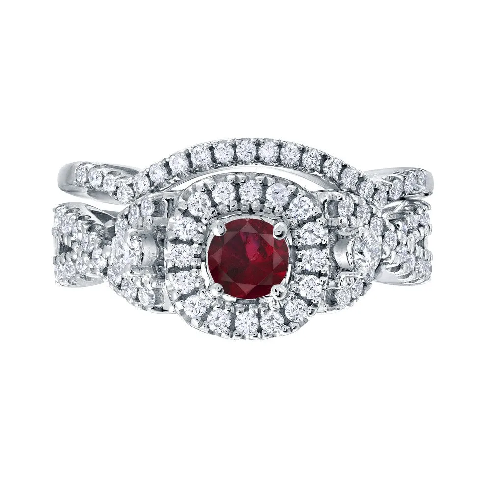 14k Gold 1/4ct Ruby and 1/2ct TDW Diamond Braided Infinity Engagement Ring Set by Auriya sold by Zulily product image thumbnail 4