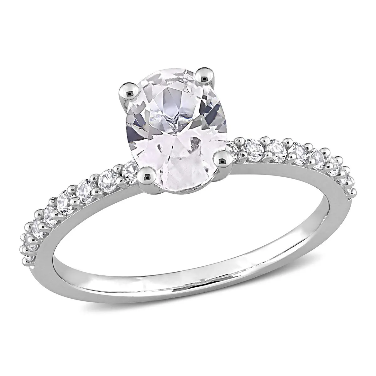 Miadora 2 1/3ct TGW Oval-cut Created White Sapphire Engagement Ring in 10k White Gold sold by Zulily product image thumbnail 2
