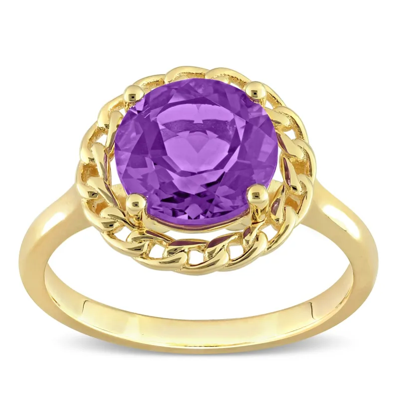 Miadora 2 1/4 CT TGW Amethyst-Africa Fashion Ring Yellow Silver sold by Zulily