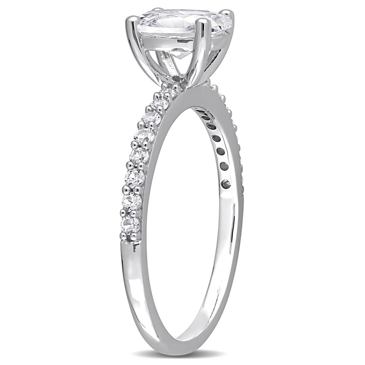 Miadora 2 1/3ct TGW Oval-cut Created White Sapphire Engagement Ring in 10k White Gold sold by Zulily product image thumbnail 4