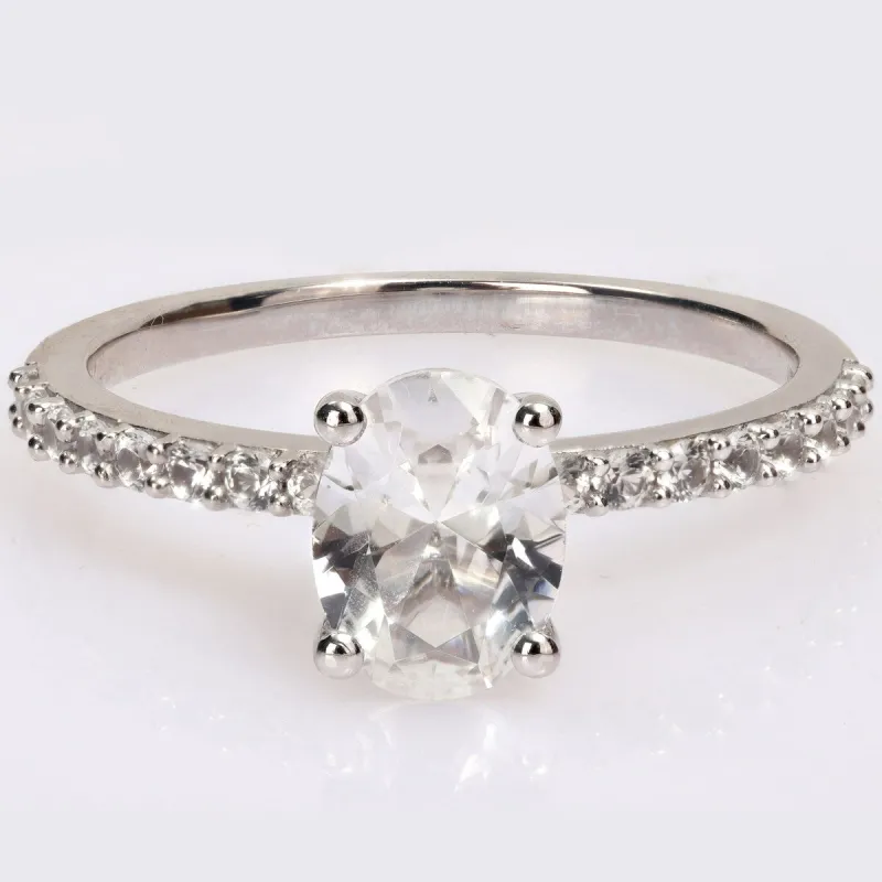 Miadora 2 1/3ct TGW Oval-cut Created White Sapphire Engagement Ring in 10k White Gold sold by Zulily