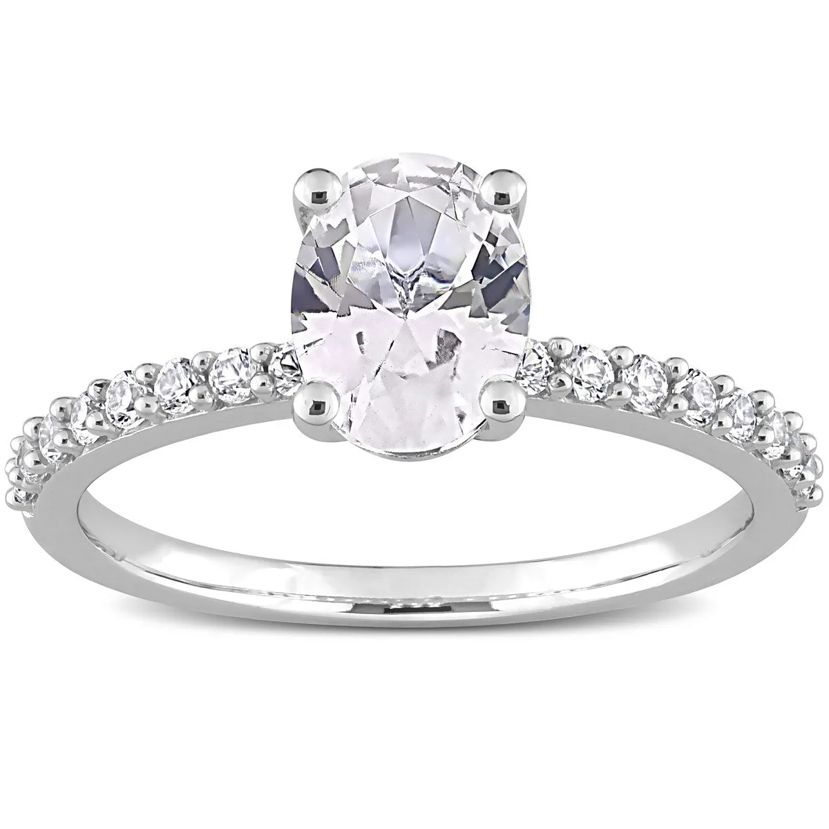 Miadora 2 1/3ct TGW Oval-cut Created White Sapphire Engagement Ring in 10k White Gold sold by Zulily product image thumbnail 3