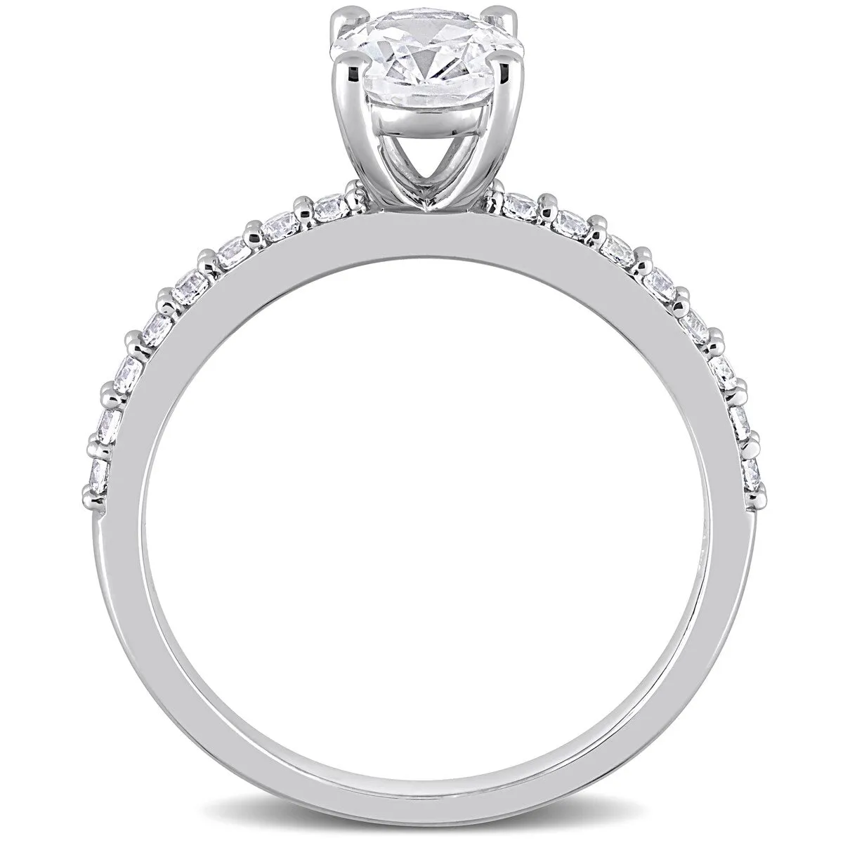 Miadora 2 1/3ct TGW Oval-cut Created White Sapphire Engagement Ring in 10k White Gold sold by Zulily product image thumbnail 5