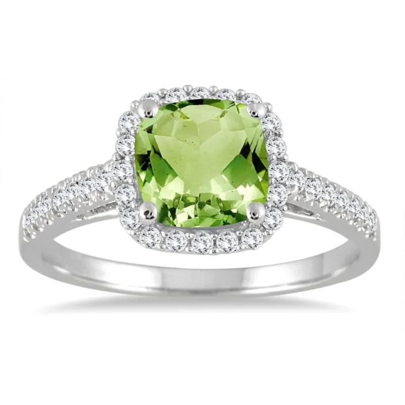 Peridot and Diamond Ring in 10K White Gold sold by Zulily