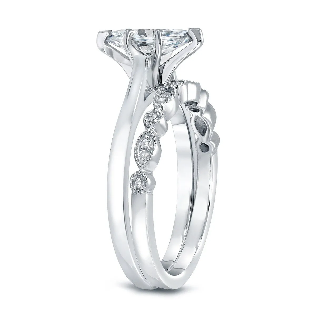 Auriya 14k Gold 1/2ctw Vintage Marquise-cut Solitaire Diamond Engagement Ring Set sold by Zulily product image thumbnail 4