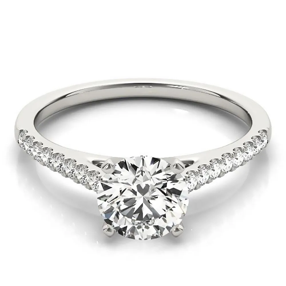 Auriya 14k Gold Classic 4ct Moissanite and Diamond Engagement Ring 1/6ctw sold by Zulily