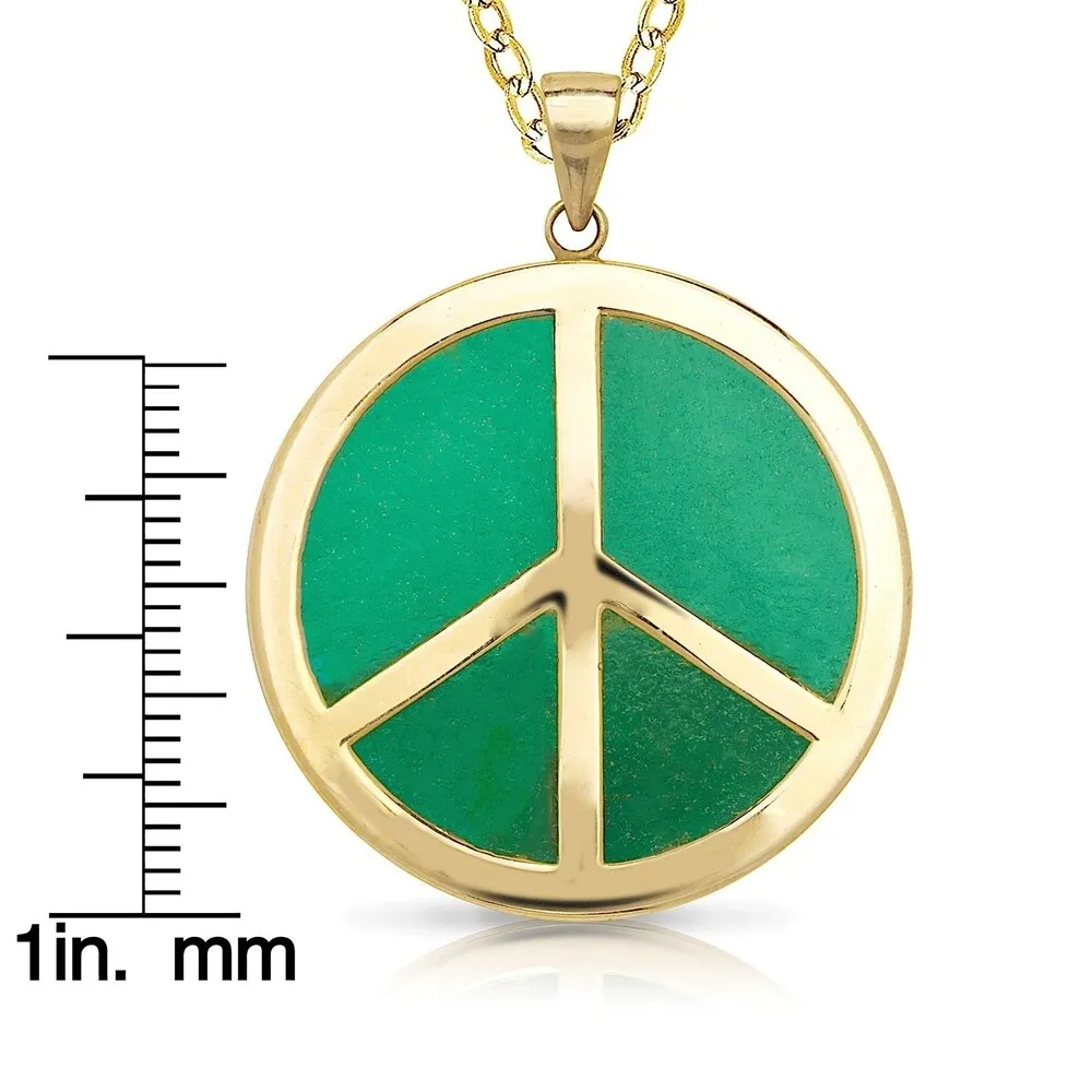 Curata 14k Yellow Gold Green Jade or Black Onyx Peace Sign Necklace (20mm x 28mm) sold by Zulily product image thumbnail 3