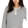 Tommy Hilfiger Women's Long Sleeve Striped Boxy Henley Top White Size X-Small sold by Zulily