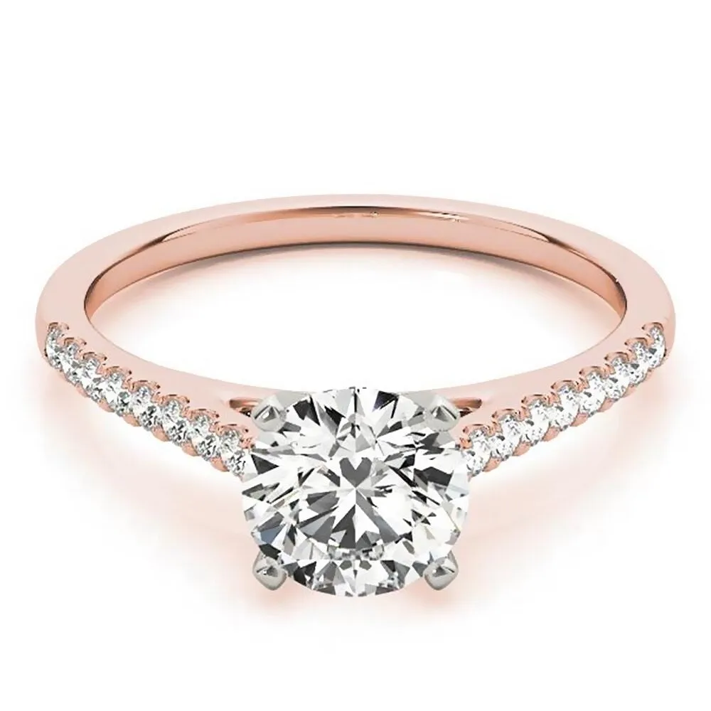 Auriya 14k Gold Classic 4ct Moissanite and Diamond Engagement Ring 1/6ctw sold by Zulily product image thumbnail 3