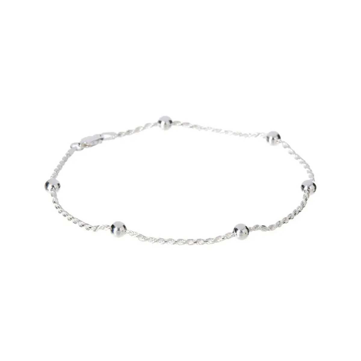 925 Sterling Silver 1.5MM Diamond Cut Rope Bead Anklet 9" or 10" sold by Zulily product image thumbnail 2