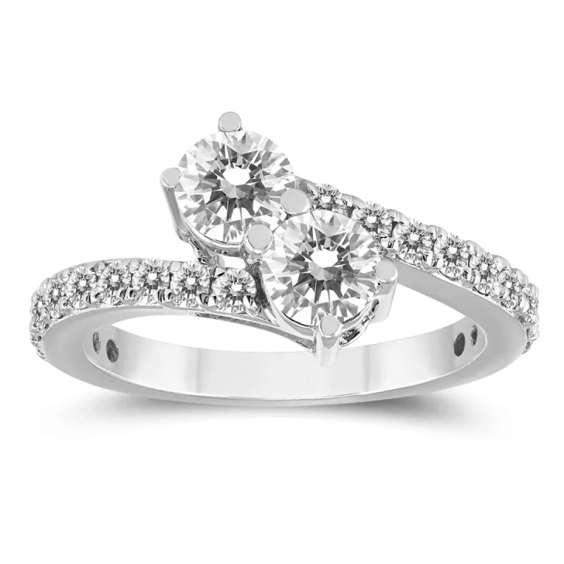 2 Carat TW Two Stone Diamond Ring in 14K White Gold sold by Zulily
