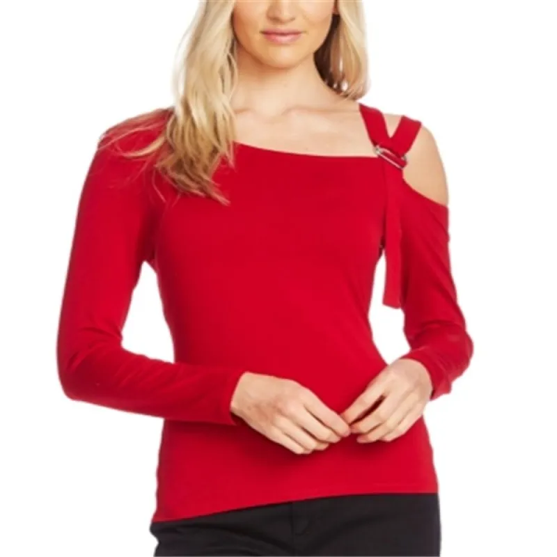 Vince Camuto Women's Cold Shoulder Asymmetrical Top Red Size 2XS sold by Zulily