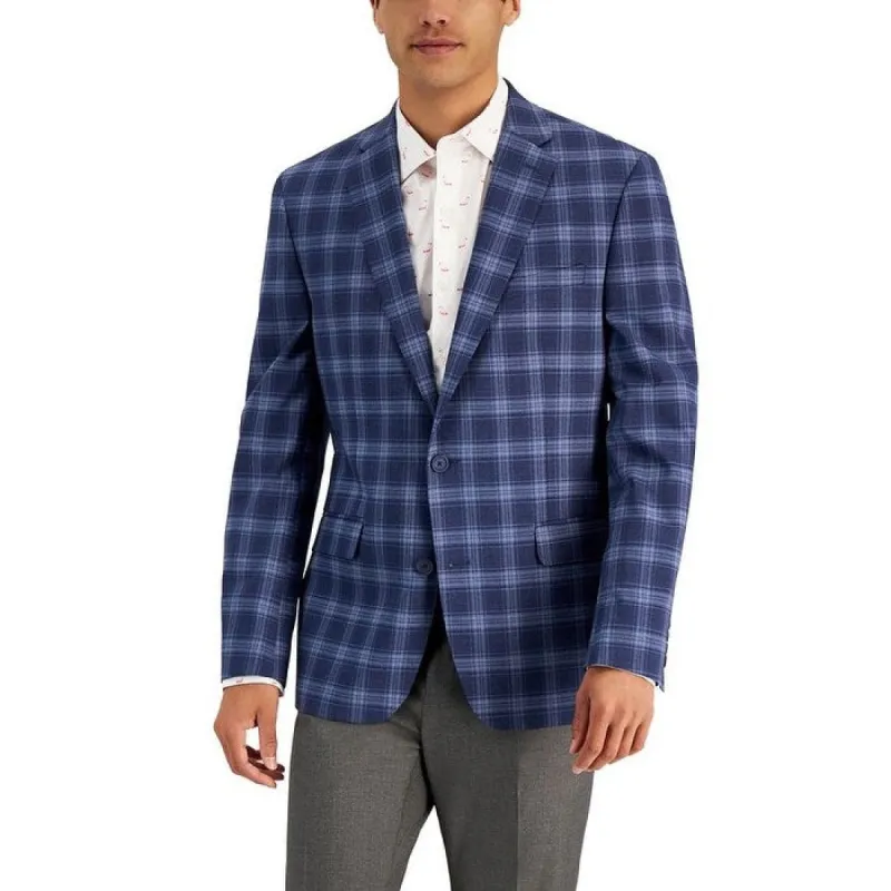 Bar III Men's Slim Fit Patterned Blazer Blue Size 40 sold by Zulily