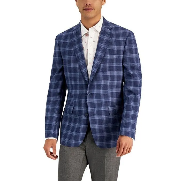Bar III Men's Slim Fit Patterned Blazer Blue Size 40 sold by Zulily