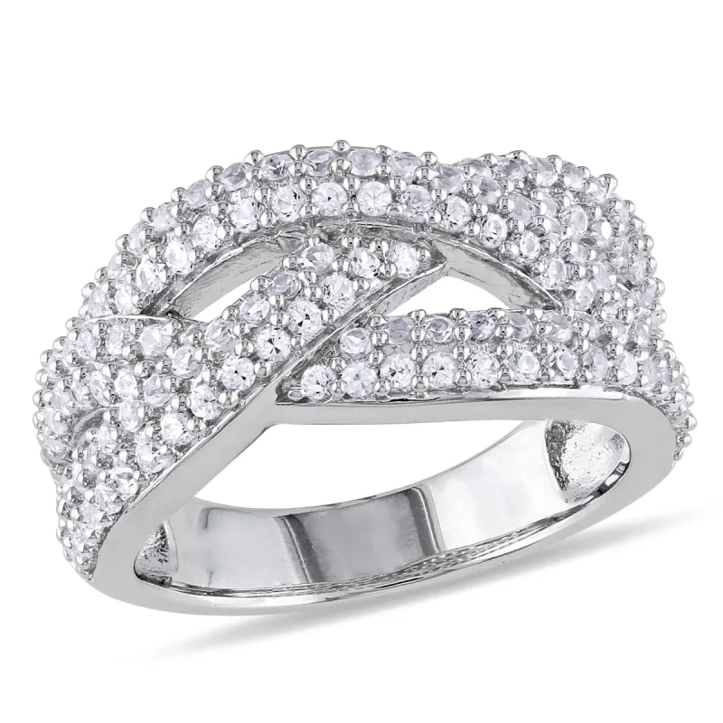 Miadora 1 1/4ct TGW Created White Sapphire Braided Ring in Sterling Silver sold by Zulily