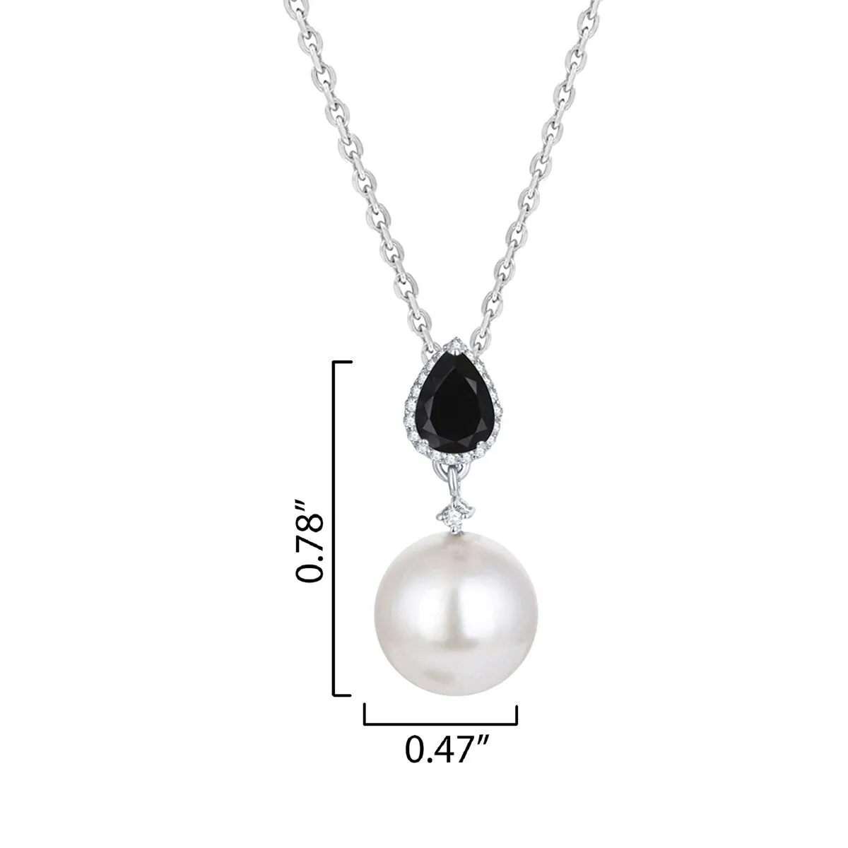 Black Spinel and Shell Pearl Sterling Silver Drop Pendant sold by Zulily product image thumbnail 3