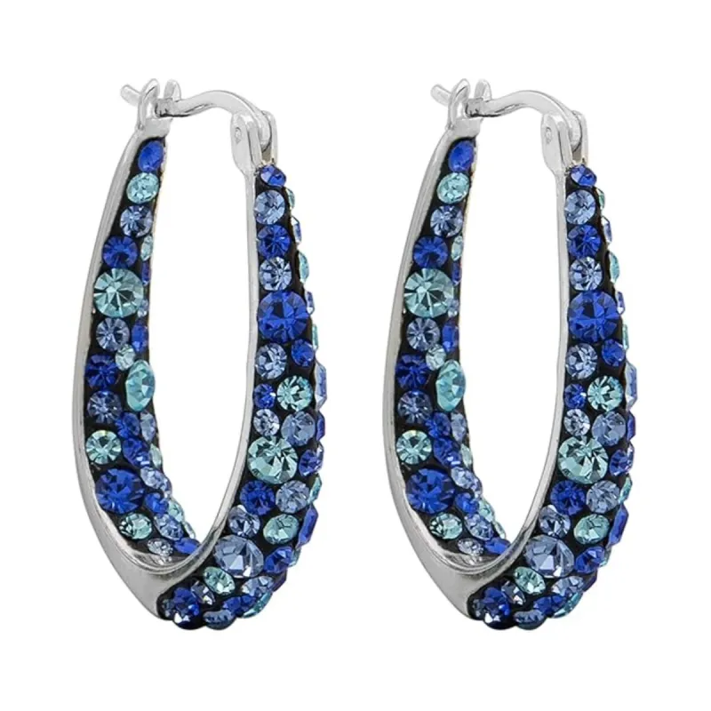 Blue Inside Out Crystal Hoop Earrings For Women sold by Zulily