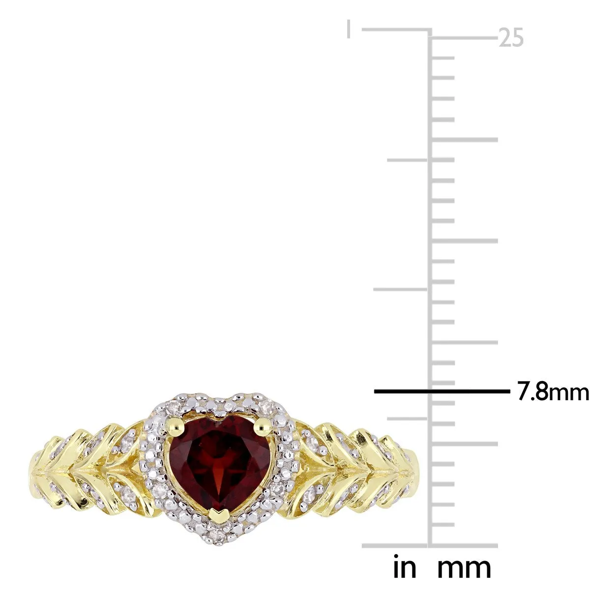 Miadora 10k Yellow Gold Garnet and Diamond Heart Halo Ring sold by Zulily product image thumbnail 3