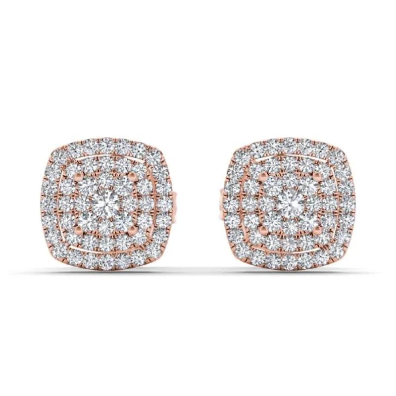 De Couer 10k Rose Gold 1/3ct TDW Diamond Halo Stud Earring - Pink sold by Zulily