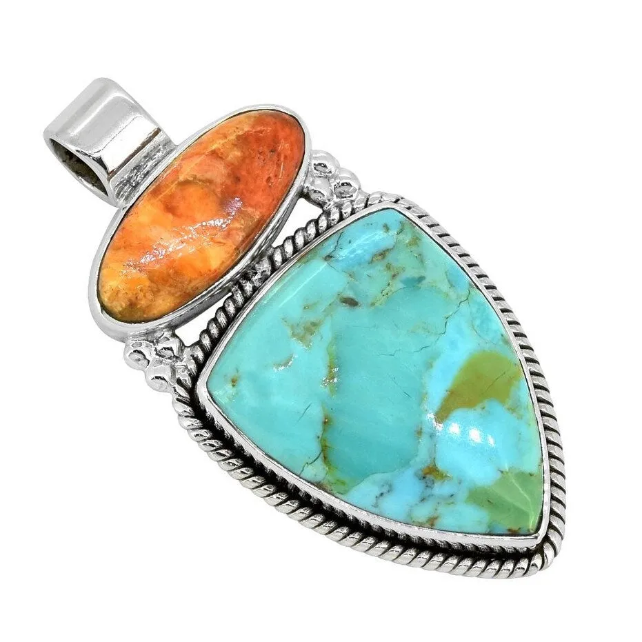 Blue Mohave Turquoise Sterling Silver Rope Design Pendant sold by Zulily