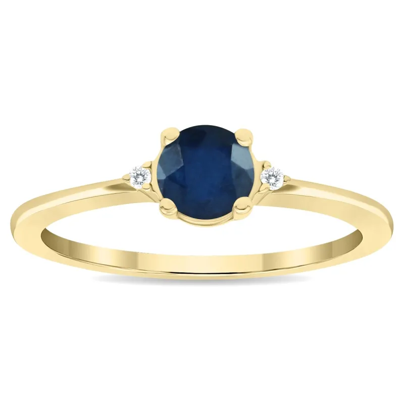 Women's Round Shaped Sapphire and Diamond Classic Band in 10K Yellow Gold sold by Zulily