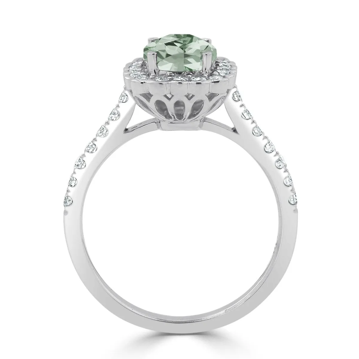 Auriya Vintage 3/4ct Cushion-cut Green Amethyst Halo Diamond Engagement Ring 1/2ctw 14k Gold sold by Zulily product image thumbnail 5