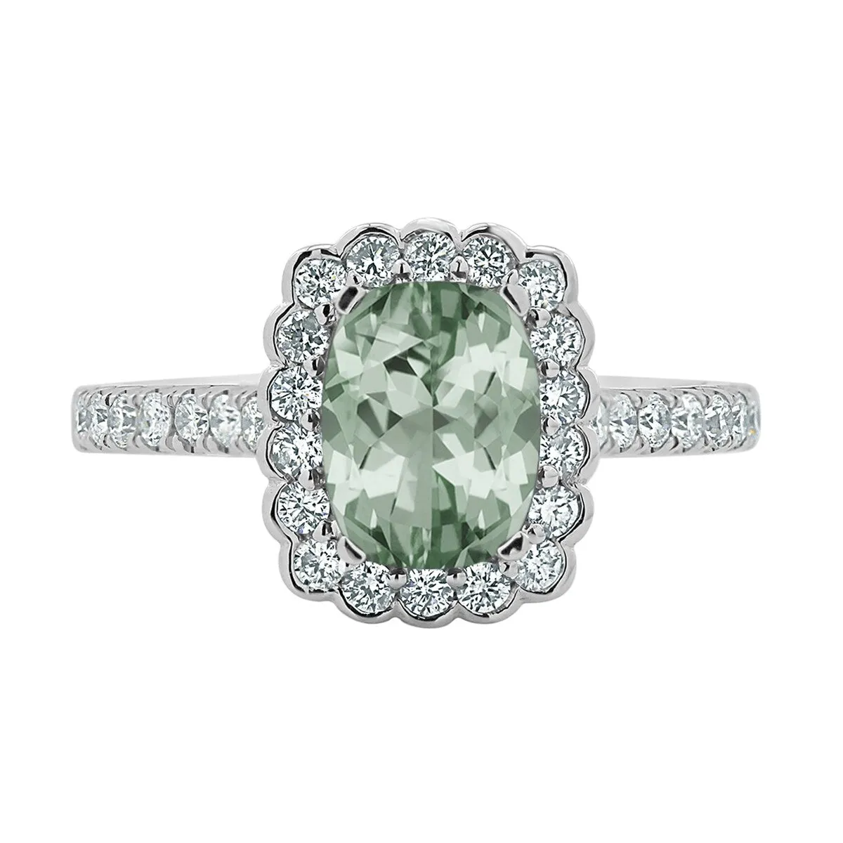 Auriya Vintage 3/4ct Cushion-cut Green Amethyst Halo Diamond Engagement Ring 1/2ctw 14k Gold sold by Zulily product image thumbnail 2