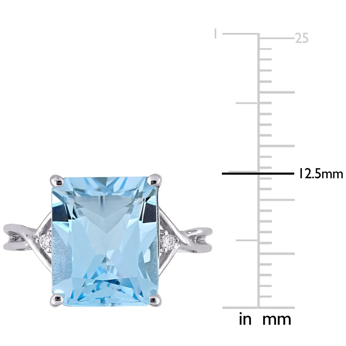 Miadora Sterling Silver 7 1/2ct TGW Octagon-cut Blue and White Topaz 3-stone Cocktail Ring sold by Zulily product image thumbnail 5