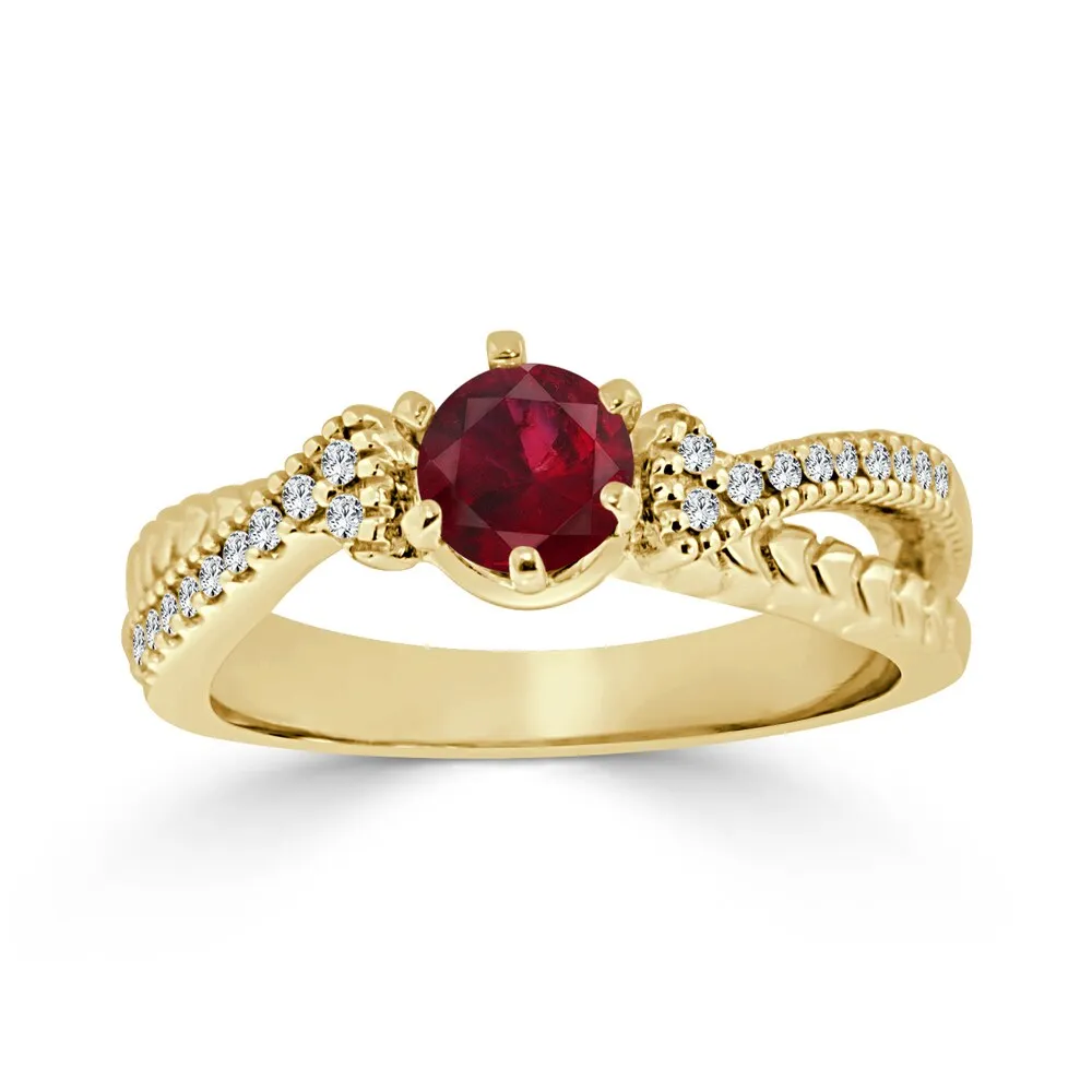 Auriya 14k Gold 2/5ct Ruby and 1/6ct TDW Round Diamond Engagement Ring sold by Zulily product image thumbnail 2