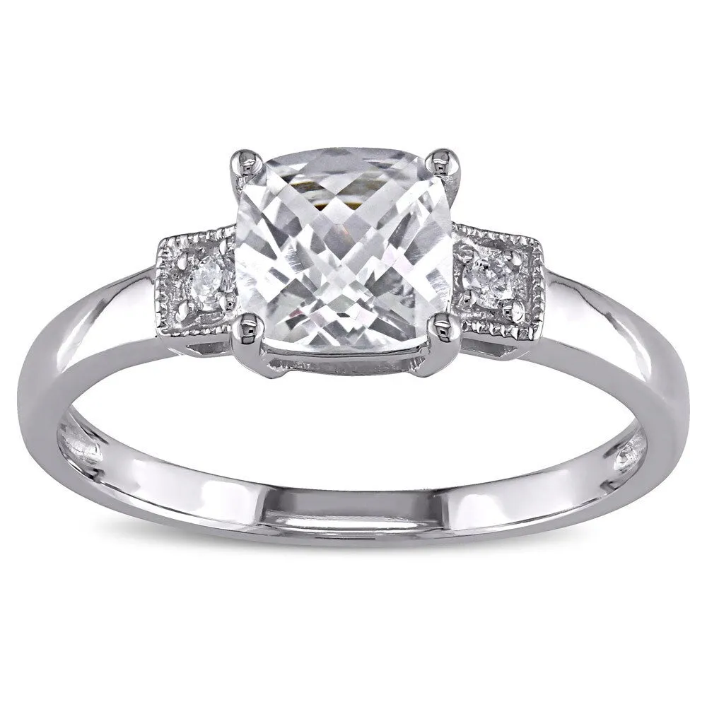 Miadora 10k White Gold Created White Sapphire and Diamond Accent Ring sold by Zulily product image thumbnail 3