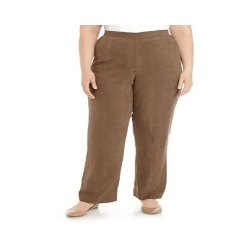 Alfred Dunner Women's Dress Faux Suede Pants Brown Size 18W sold by Zulily