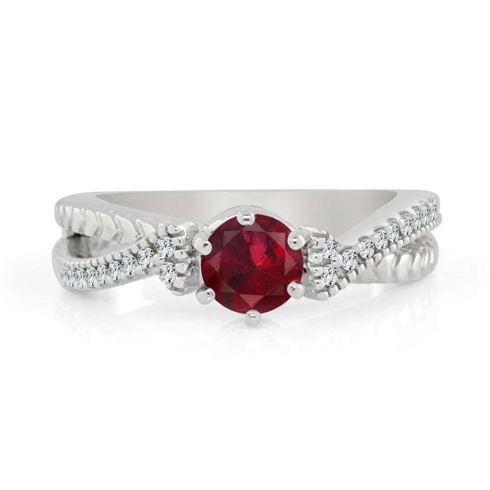 Auriya 14k Gold 2/5ct Ruby and 1/6ct TDW Round Diamond Engagement Ring sold by Zulily product image thumbnail 4