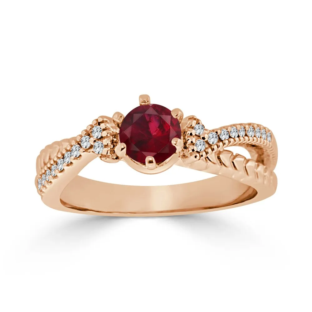 Auriya 14k Gold 2/5ct Ruby and 1/6ct TDW Round Diamond Engagement Ring sold by Zulily product image thumbnail 3