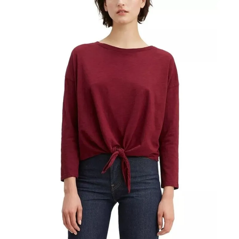 Levi's Women's Greta Cotton Tie Front T-Shirt Red Size Small made by Levi's